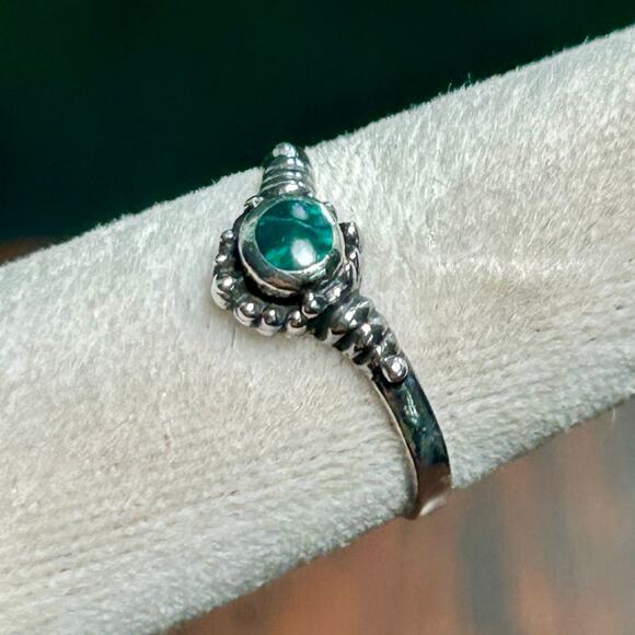 Vintage Sterling Silver Ring with Green Malachite Onyx Cabochon – Size 6.5 - Picture 5 of 9
